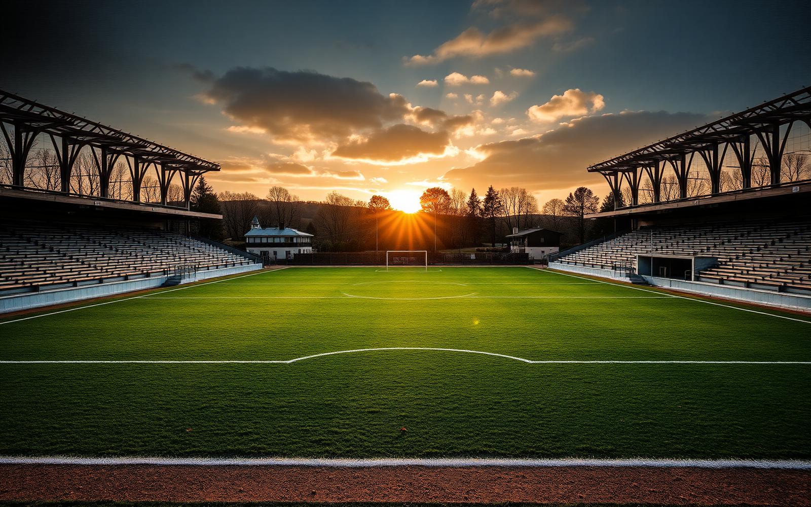 Stade René Lajunie au coucher du soleil
